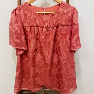 Pink Floral Short Sleeve Blouse